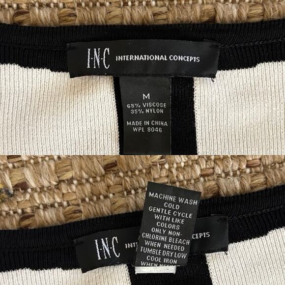 INC International Concepts Knit Mod Dress Black White Yellow Geometric – Size M - Picture 6 of 6